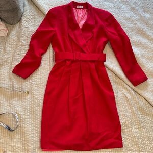 Vintage Red Wool 80s Belted Talbots Dress 8